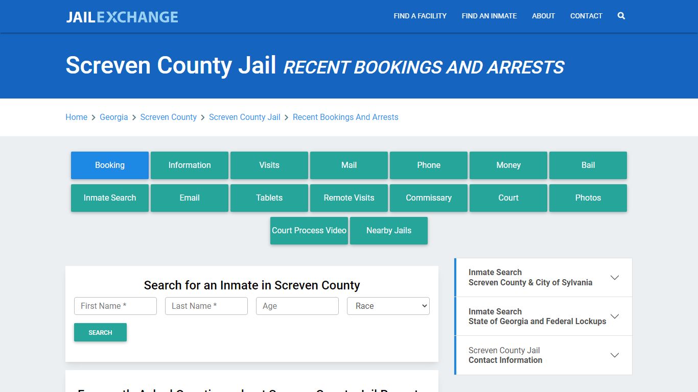 Screven County Jail Recent Bookings And Arrests - Jail Exchange